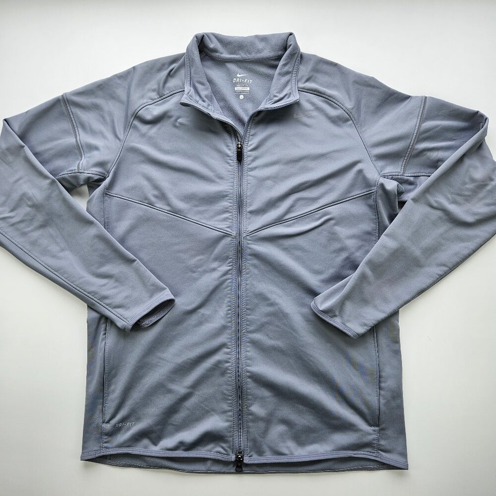 Nike Men's Large Grey Full Zip Sweatshirt Jacket Thumb Holes Pockets